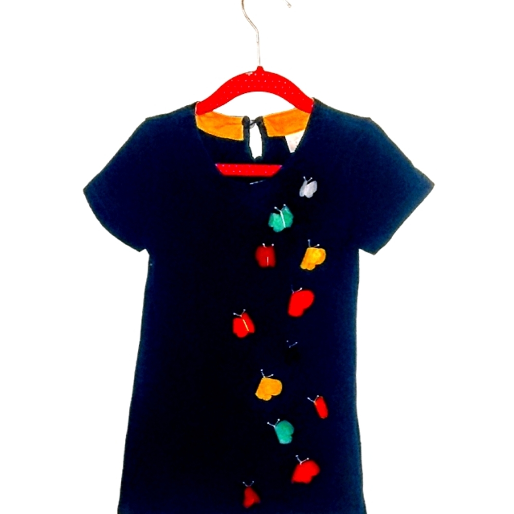 Navy Rainbow Butterfly Toddler Sized Dress